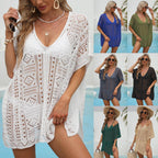 Damen luftiger Häkel-Strandüberwurf mit verzierten Ärmel R&B
