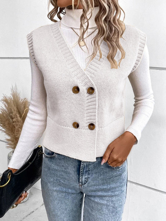 Damen Strickweste mit doppelter Knopfleiste R&B