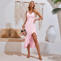 Damen Asymmetrisches Maxikleid mit Rüschendetails und Figurbetontem Schnitt R&B