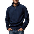 Herren nan Fleece-Halbzippullover mit Stehkragen und Rippbündchen R&B