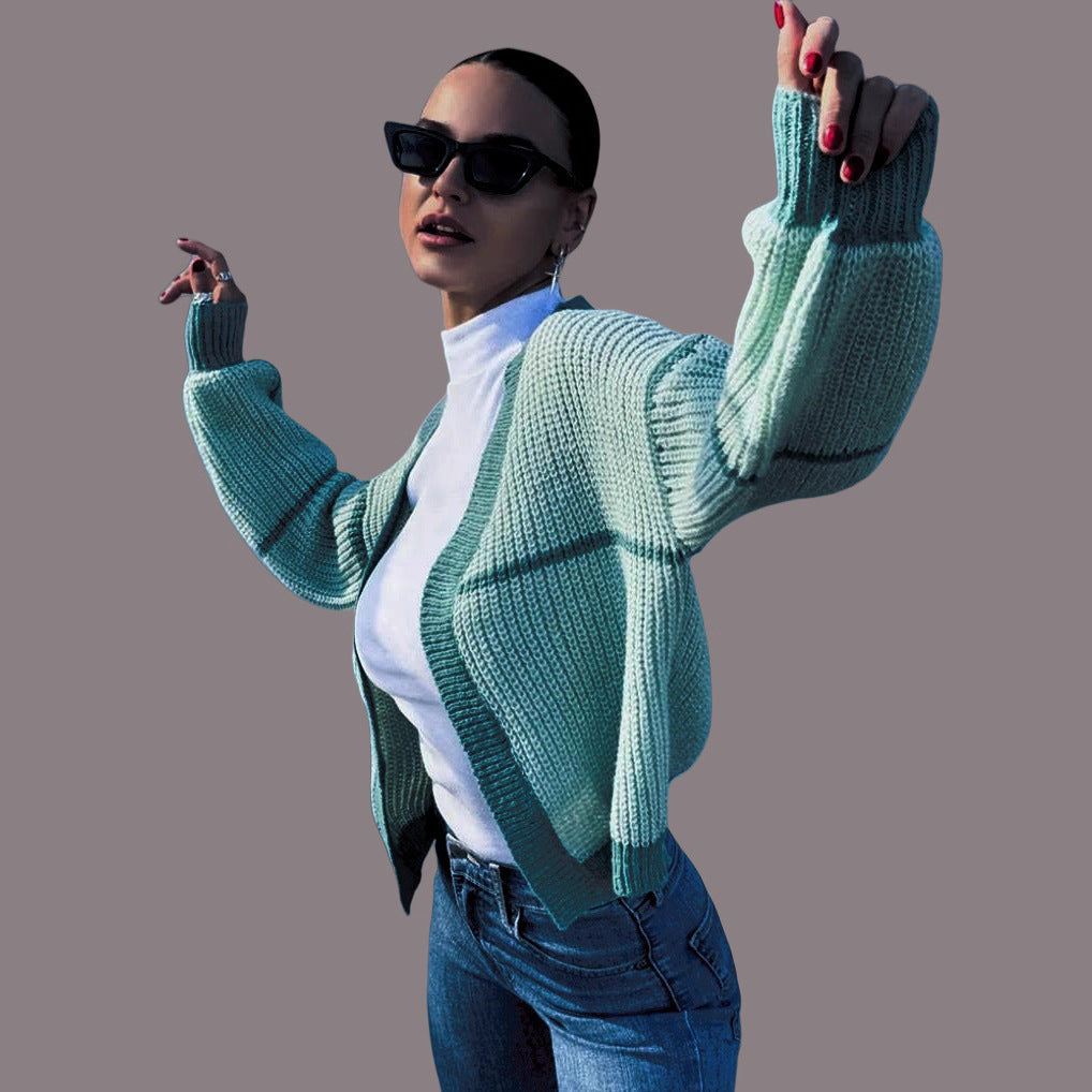 Damen Strickjacke mit lässigem Schnitt und voluminösen Ärmeln R&B