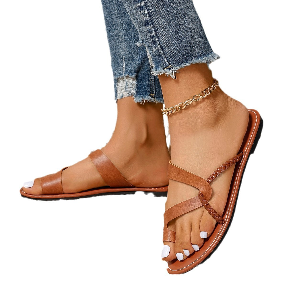 Damen Freizeitsandalen mit geflochtenem Riemen-Design und ergonomischer Sohle R&B