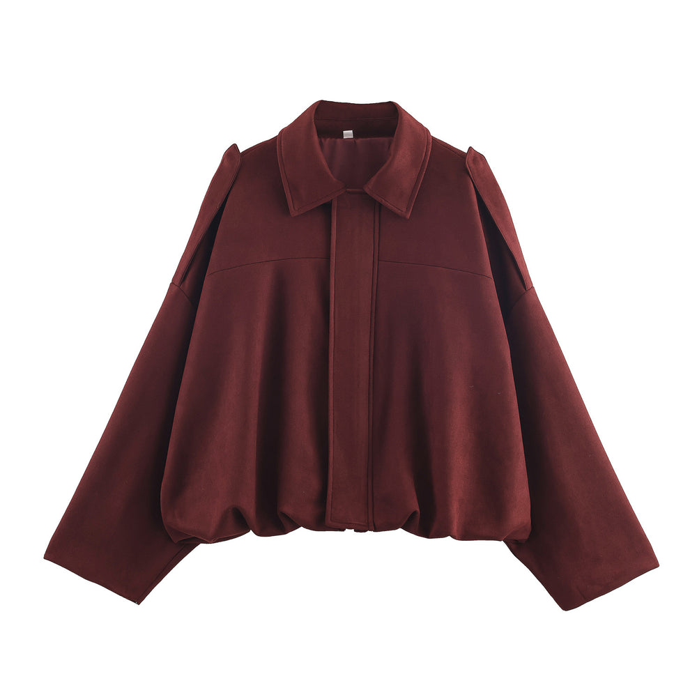 Damen lässige cropped Blousonjacke mit modernem Stehkragen und eleganten Schulterdetails R&B