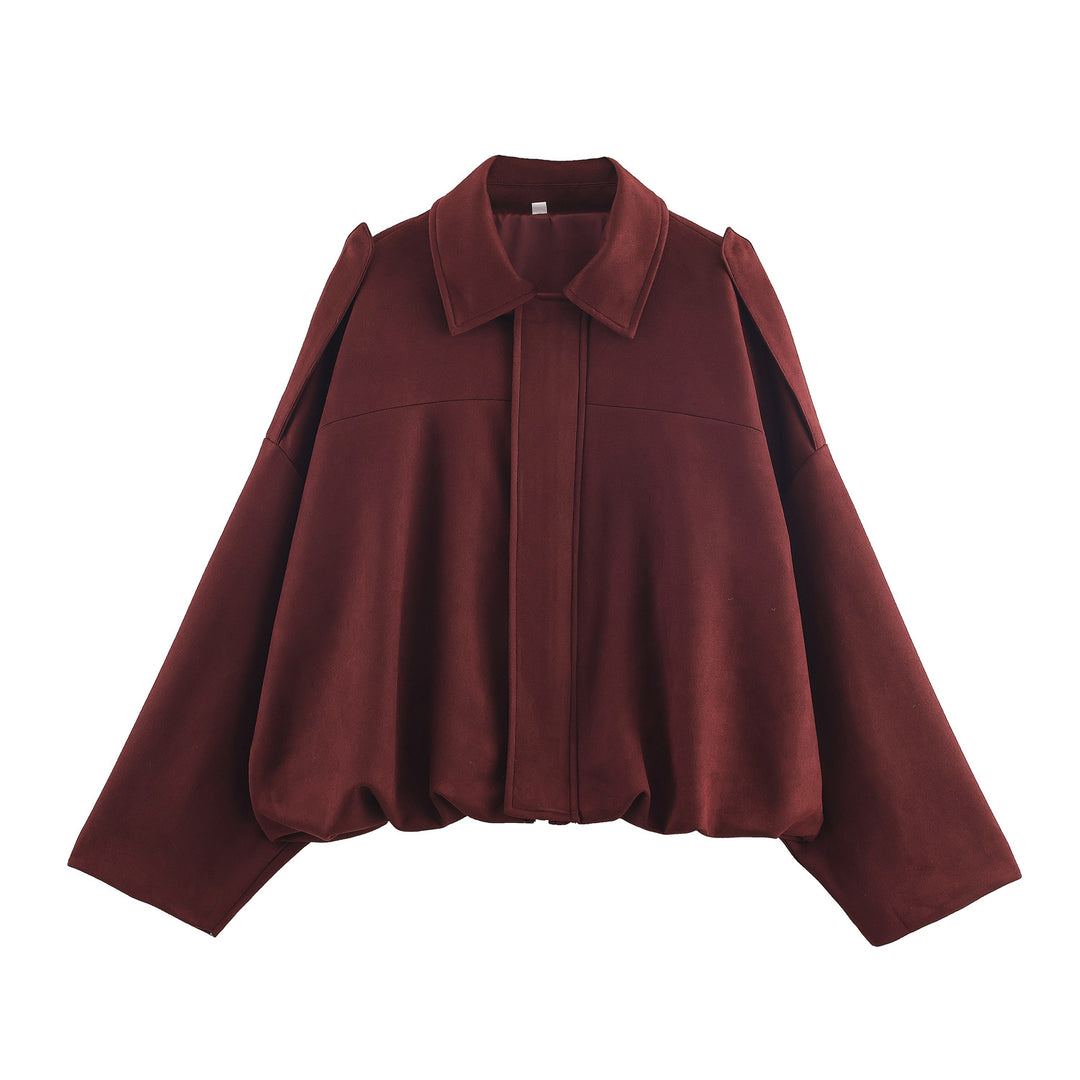 Damen lässige cropped Blousonjacke mit modernem Stehkragen und eleganten Schulterdetails R&B