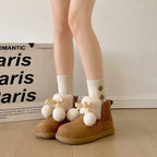 Damen Kuschelige Winterstiefel mit flauschigem Innenfutter und dekorativem Pompon R&B