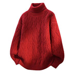 Damen Oversized Rollkragenpullover mit strukturiertem Zopfmuster R&B