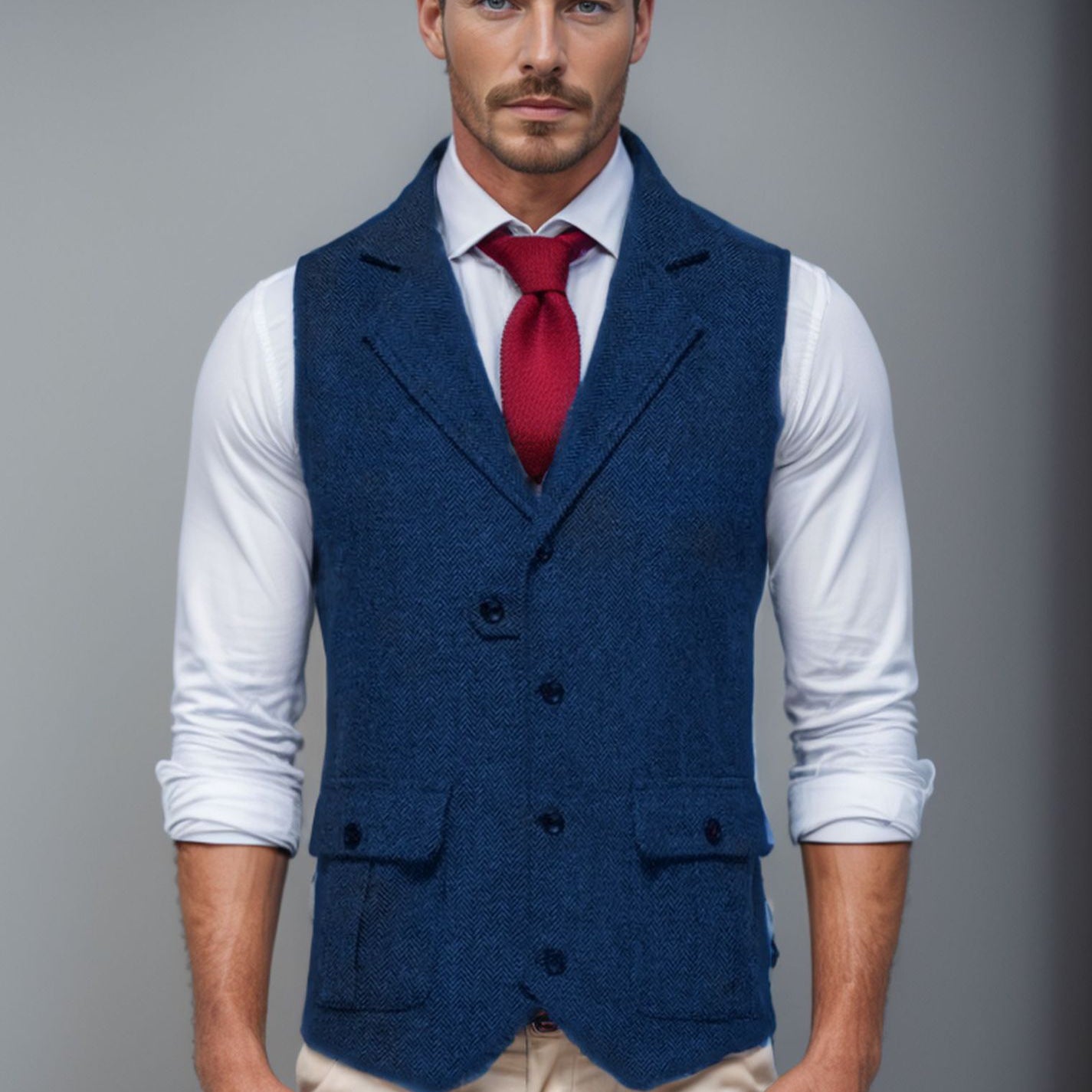 Herren elegante Weste im Hahnentrittmuster R&B