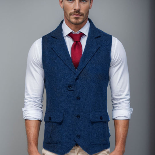 Herren elegante Weste im Hahnentrittmuster R&B