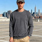 Herren nan strukturiertes Quadrat-Stepppullover mit Rundhals und elastischen Bündchen R&B