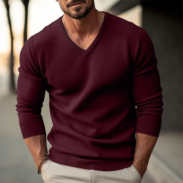 Herren V-Ausschnitt Pullover mit strukturiertem Design und komfortablem Schnitt R&B