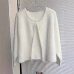 Strickjacke Damen flauschig mit Perlenverzierung