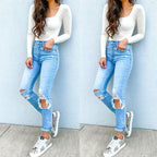 Damen Ripped Jeans mit lässigem Schnitt und hohem Bund R&B