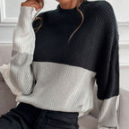 Damen Grobstrick Pullover mit innovativem Farbblockdesign R&B