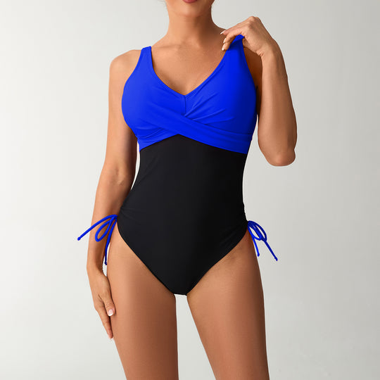 Damen Einteiliger Badeanzug mit raffiniertem Wickeldesign R&B