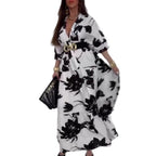 Damen Maxikleid mit raffiniertem Knopfdesign und floralem Druck R&B