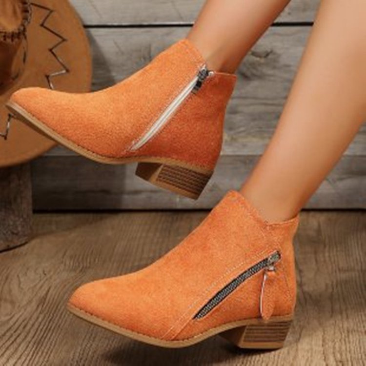 Damen Modische Kurz-Stiefeletten mit seitlichem Reißverschluss und weichem Obermaterial R&B