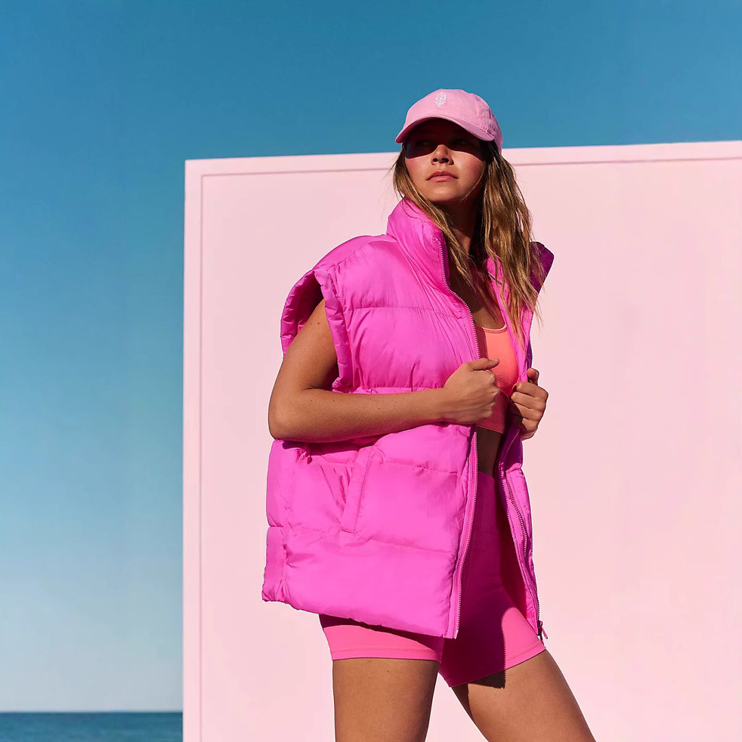Damen Wattierte Steppweste mit hohen Kragen und praktischen Taschen R&B