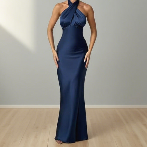 Damen Elegantes Abendkleid mit schulterfreiem Halterneck-Design und figurformendem Schnitt R&B