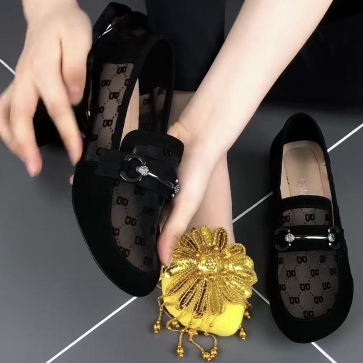 Damen Ballerinas mit elegantem Transparenz-Design und modischen Akzenten R&B