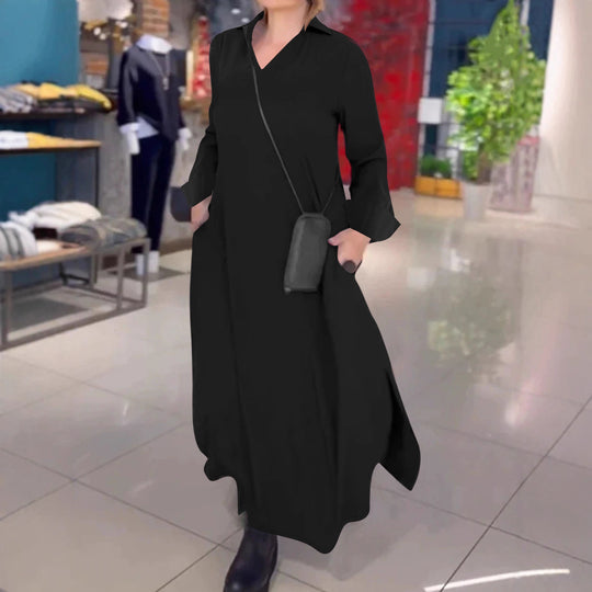 Damen Maxikleid mit praktischem V-Ausschnitt und Taschen R&B