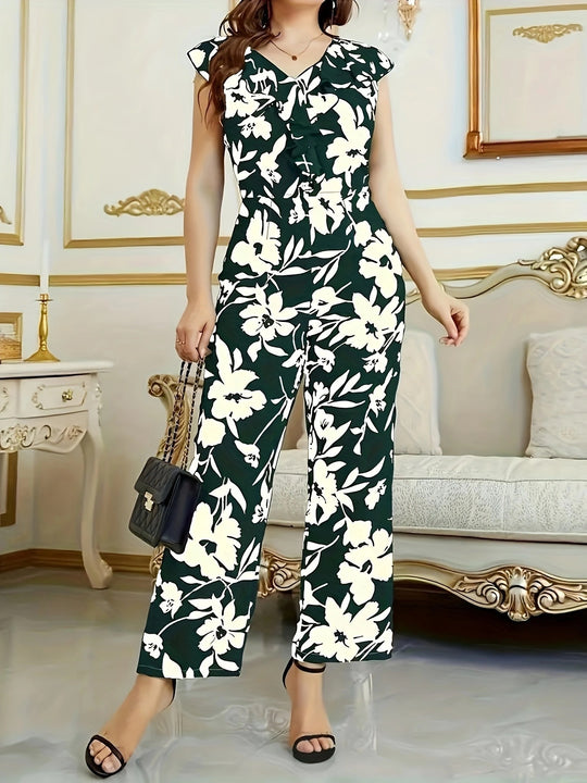 Damen Elegantes Maxikleid mit floralem Design und Rüschendetails R&B