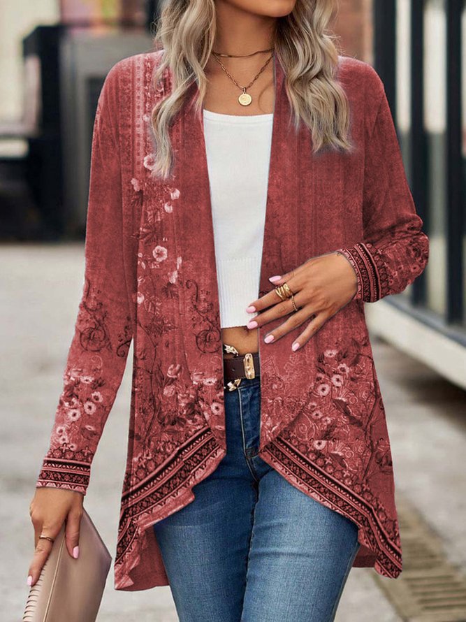 Damen Offene Longjacke mit floralem Design R&B