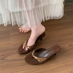 Damen Offene Mules mit dekorativen Perlenapplikationen und elegantem Absatz R&B