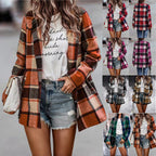 Damen trendige Wolljacke mit Karomuster R&B