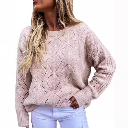 Damen Strickpullover mit feinem Lochmuster R&B