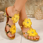 Damen High-Heels mit extravagantem Blütenapplikationen und glänzendem Riemendesign R&B