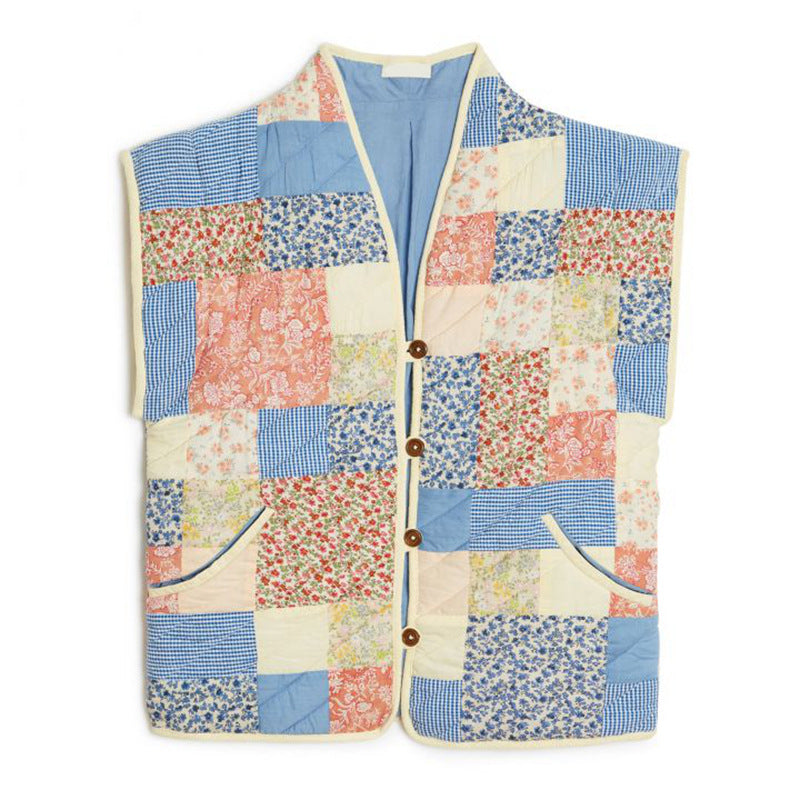 Damen Patchwork-Quilted Jacke R&B