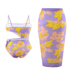 Damen Einteiler Badeanzug mit floralem Design und Wickelrock R&B