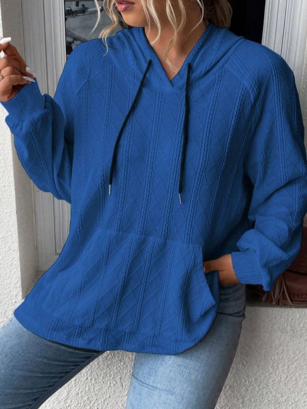 Damen halsferne Kapuzenpullover mit strukturiertem Design R&B