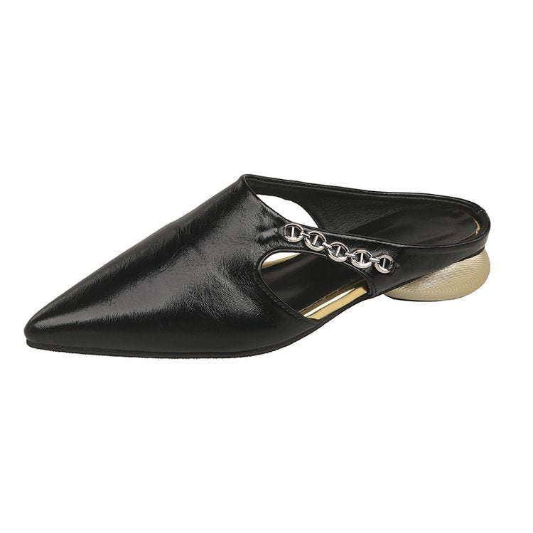 Damen elegante Mules mit modischem Kettenakzent R&B