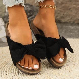 Damen Bequeme und modische Hausschuhe mit großem Schleifendetail R&B