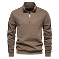 Herren nan Stehkragen-Pullover mit kurzem Reißverschluss und Kontrastseitenstreifen R&B