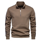 Herren nan Stehkragen-Pullover mit kurzem Reißverschluss und Kontrastseitenstreifen R&B