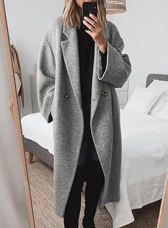 Damen Wollmantel mit strukturiertem Design und oversized Schnitt R&B