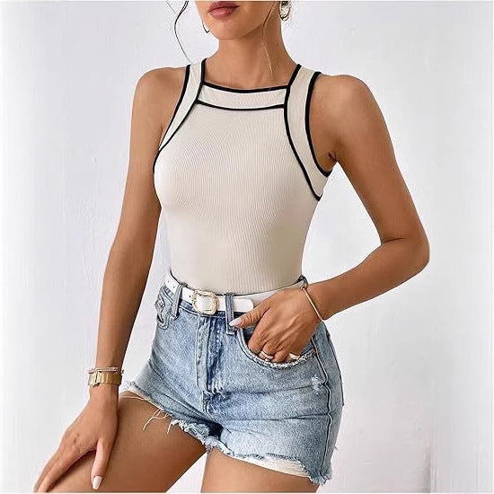 Damen sportliches Body mit kontrastierenden Trägern R&B