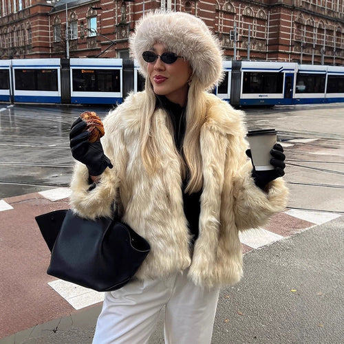 Damen Kunstfelljacke mit luxuriösem Kragen und elegantem Schnitt R&B