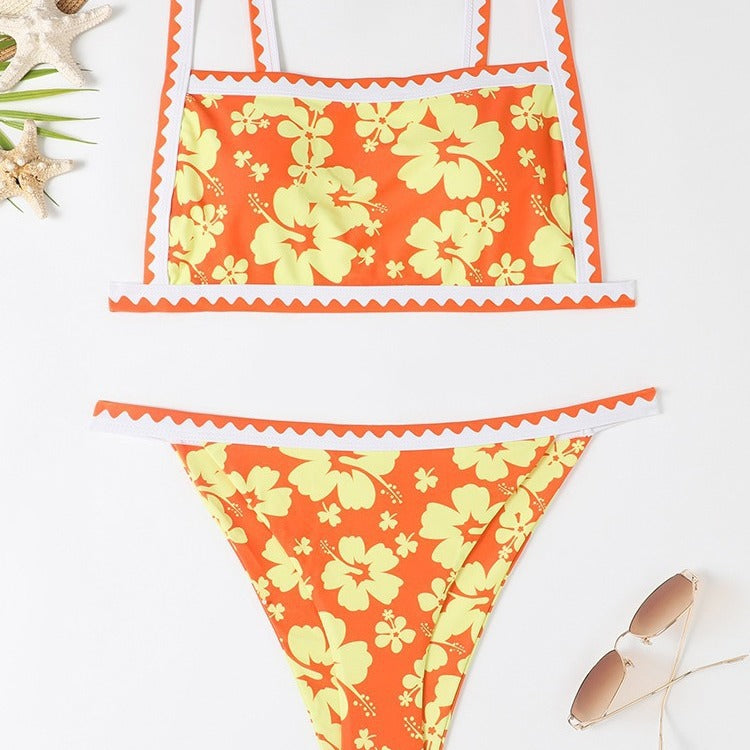 Damen Bikini-Set mit floralem Design und trendy Trägerdetails R&B