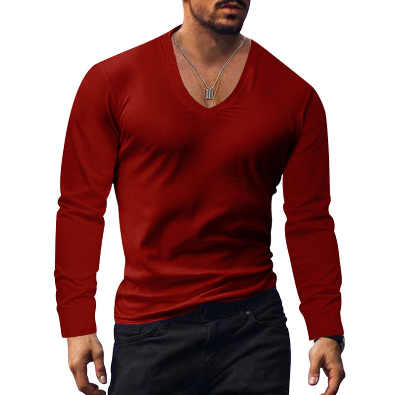 Herren Langarm V-Ausschnitt T-Shirt R&B