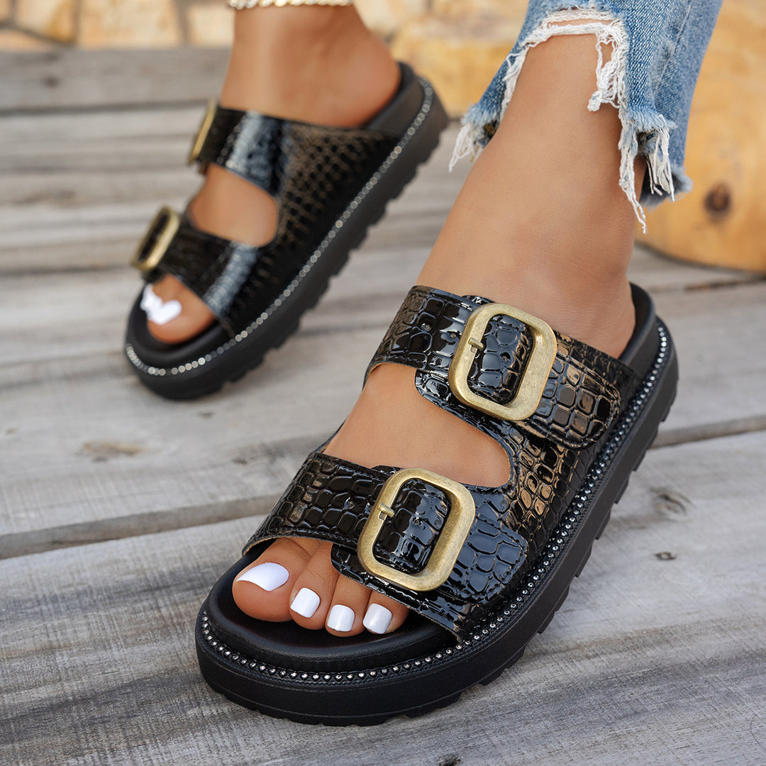 Damen Komfortable Sandalen mit modischen Schnallenapplikationen R&B
