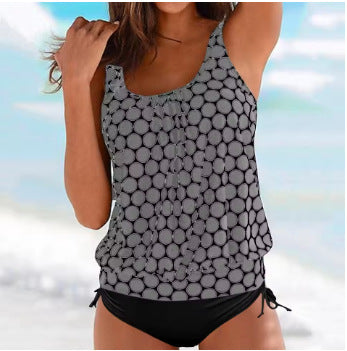 Damen Tankini mit elastischem Bund und gerafftem Oberteil R&B
