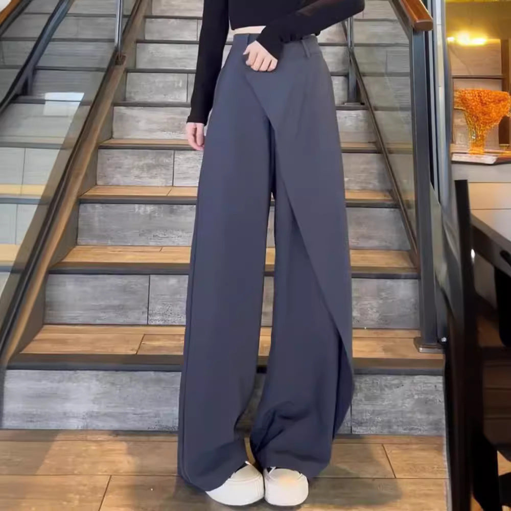 Damen elegante weit geschnittene Palazzo-Hose mit asymmetrischen Schnittdetails R&B
