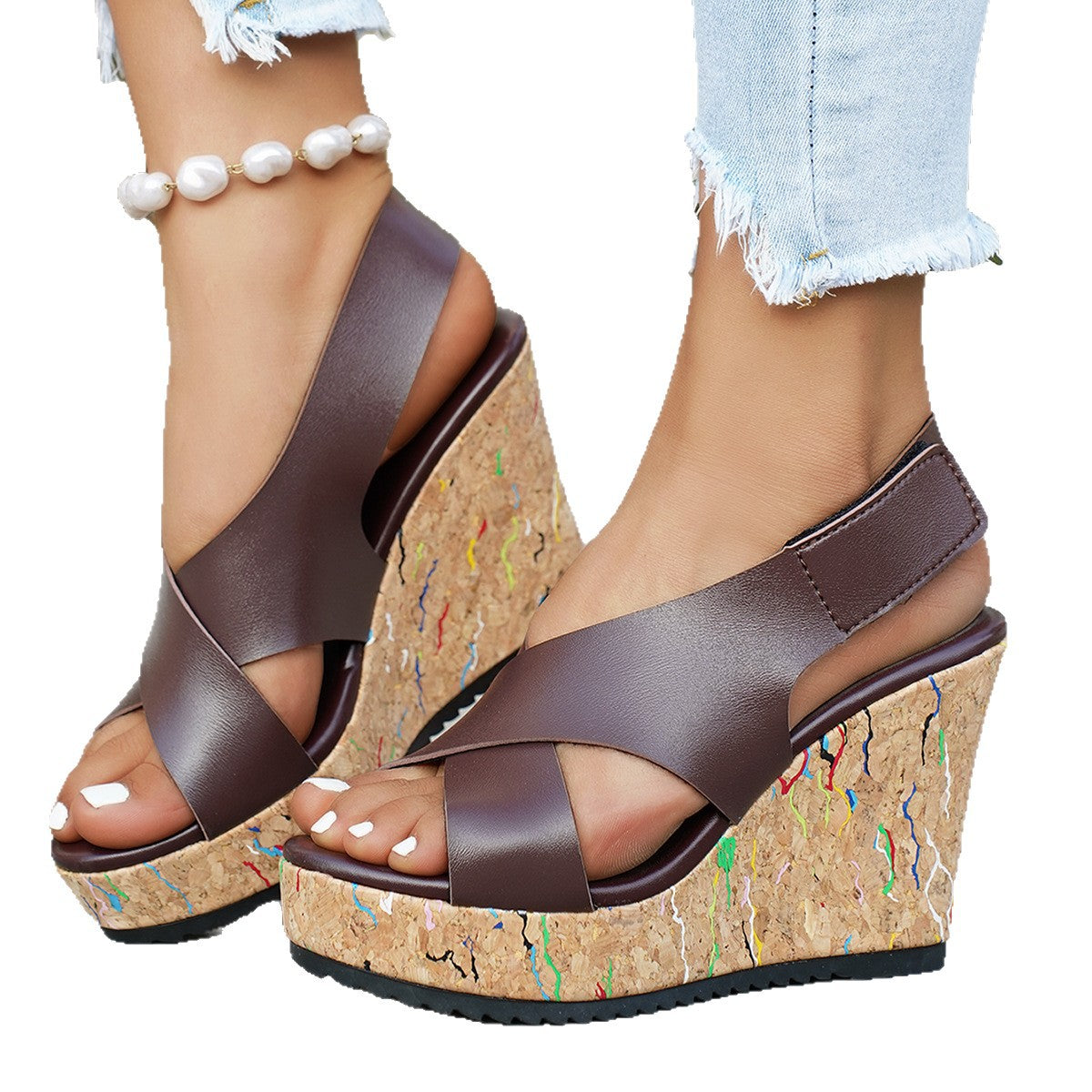 Damen Wedge-Sandalen mit komfortabler Korksohle und modischem Design R&B
