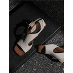 Damen elegante Open Toe Sandalen mit Blockabsatz R&B