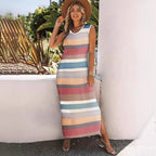 Damen Maxikleid mit elegantem Streifenmuster R&B