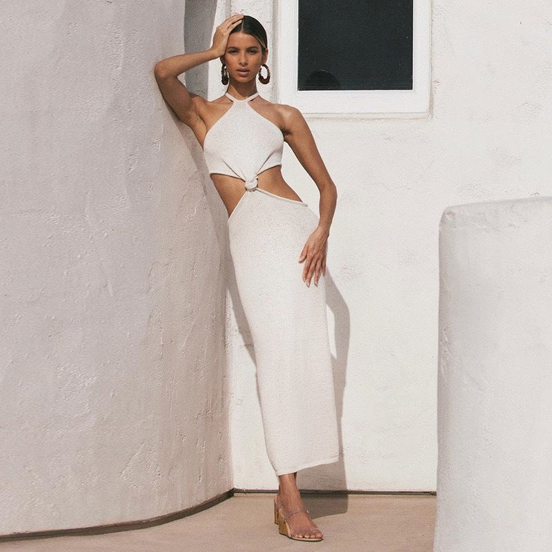 Damen Maxikleid mit cut-out Design und eleganter Knotendetail R&B