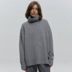Damen Overgröße Rollkragenpullover aus weicher Wolle R&B